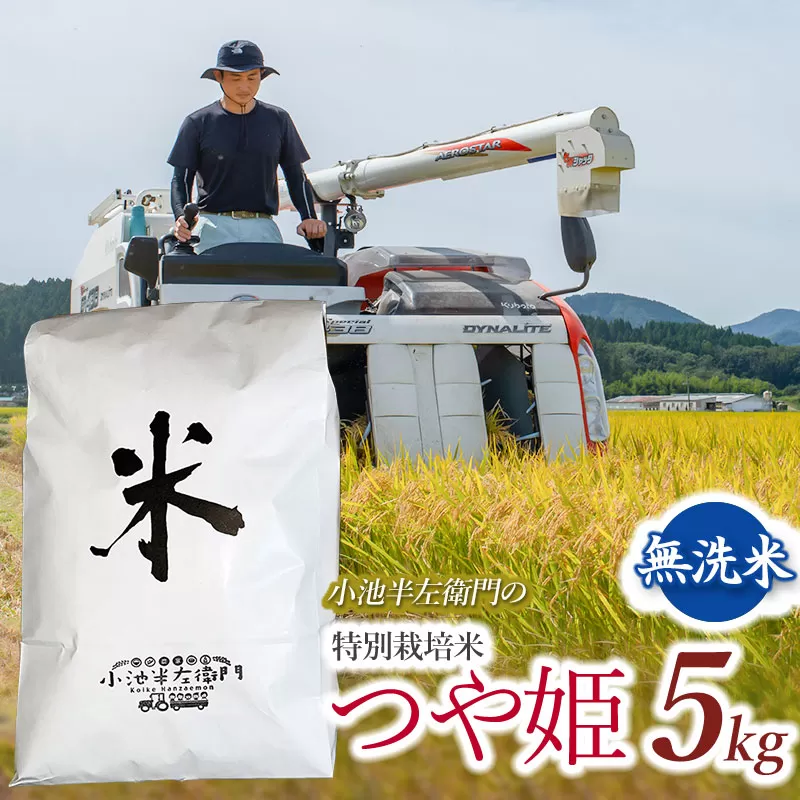 数量限定 【令和6年産先行予約】 山形県庄内産 小池半左衛門のお米 特別栽培米 つや姫 無洗米 5kg (5kg×1袋)