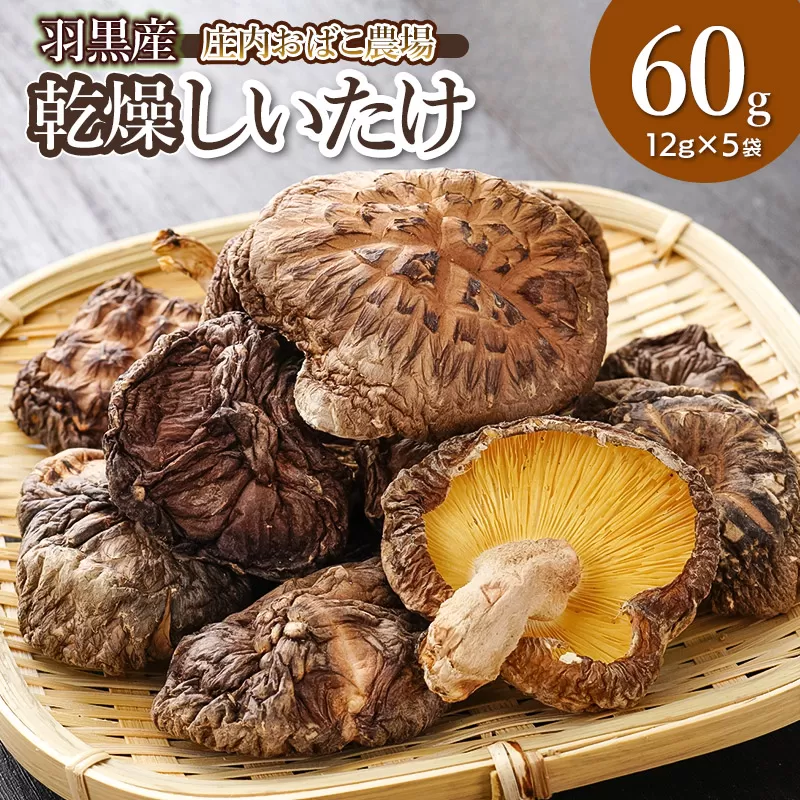 羽黒産 乾燥しいたけ 60g(12g×5)　山形県鶴岡市 農事組合法人 庄内おばこ農場 K-710