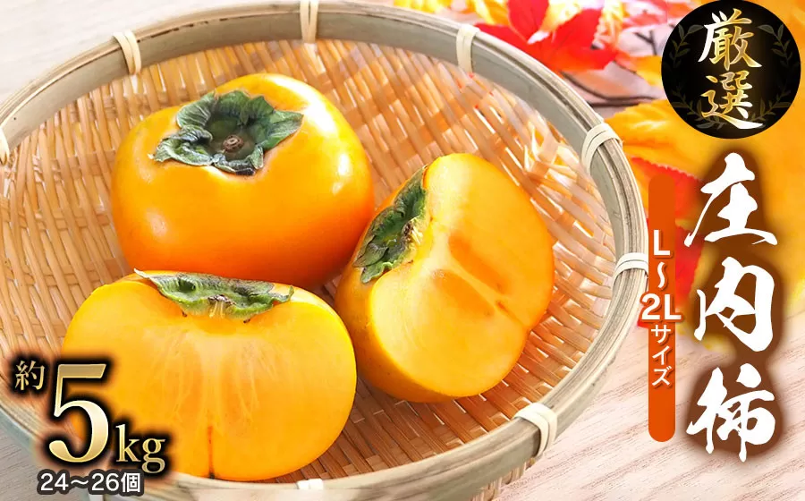 【令和8年産 先行予約】厳選 庄内柿　L 又は 2Lサイズ　約5kg（24～26個）　株式会社 元青果