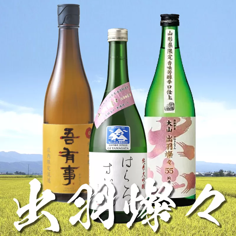 庄内で生まれた酒米「出羽燦々」セット (鶴岡の地酒 720ml×3本) 飲み比べ うまい庄内