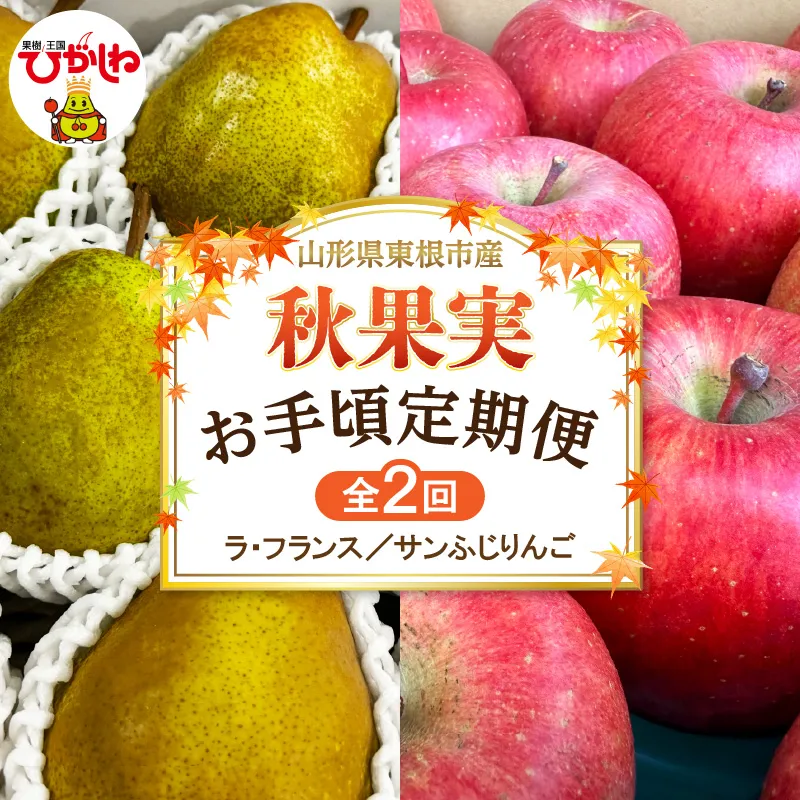 【2026年産 秋果実 お手頃定期便(全2回)】 ラフランス・サンふじりんご 各約2kg 山形県 東根市 FMS提供 hi074-024-r8