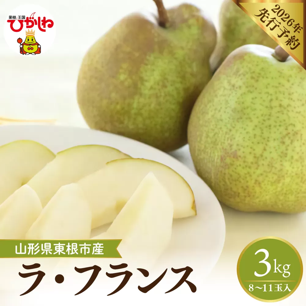 【2026年産先行予約】 フルーツの女王「ラ・フランス」 約3kg(8〜11玉)山形県 東根市　hi026-059