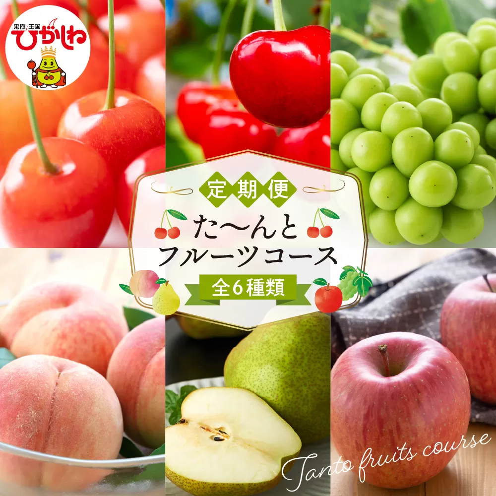 【2026年先行予約 6回 定期便】2026年 た～んと フルーツ コース 山形県 東根市 さくらんぼ もも シャインマスカット ラ・フランス りんご hi999-044