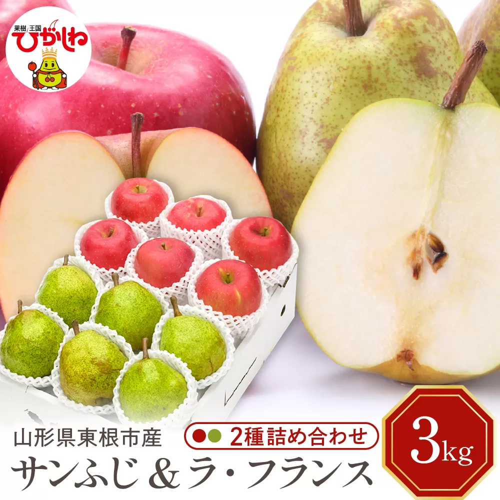 [令和7年産 先行予約]サンふじ&ラフランス 詰め合わせ 3kg 山形県 東根市 東根農産センター提供 hi027-211-1