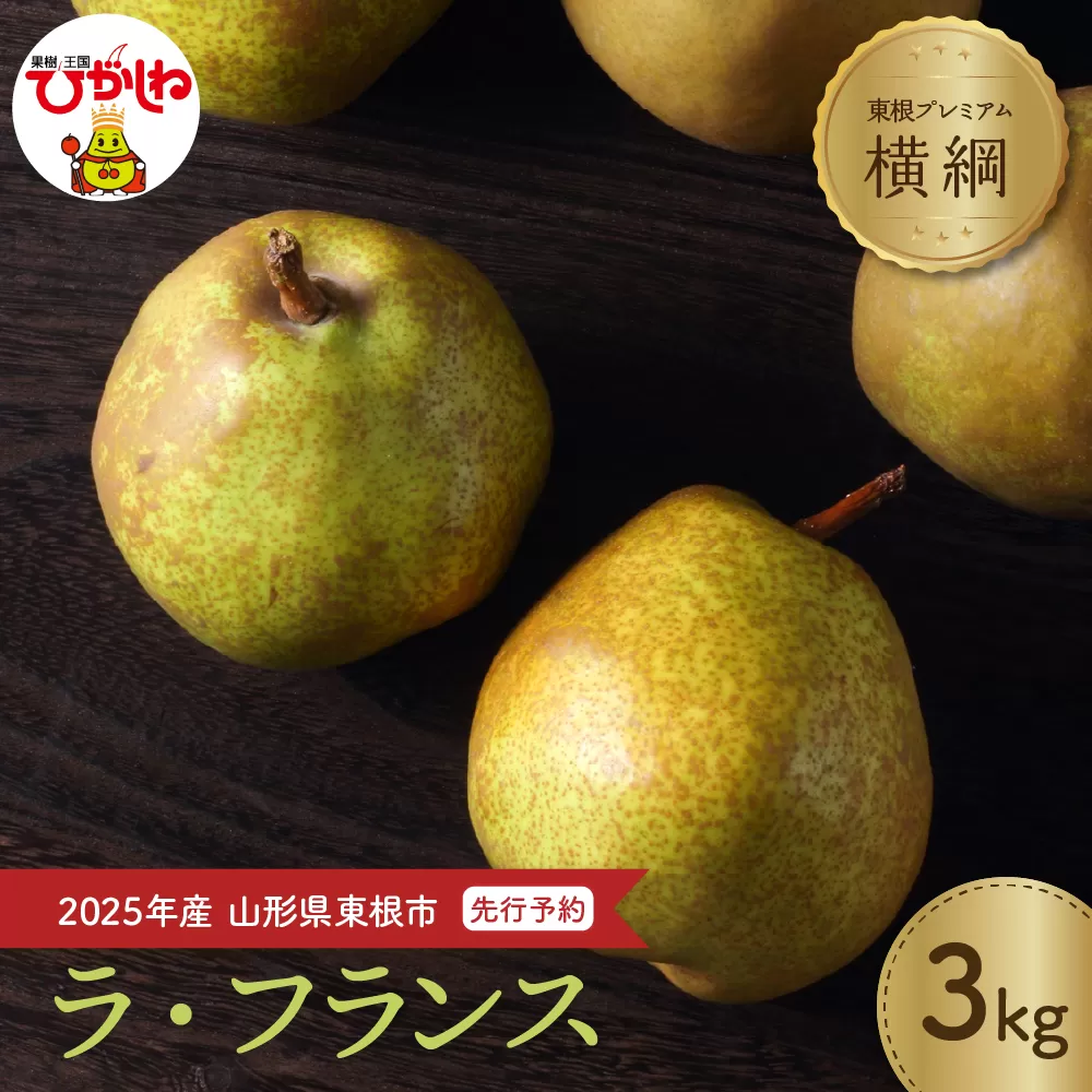2025年産洋なし「【横綱】ラ・フランス」3kg 糖度14度以上 光センサー選別 JA提供 山形県 東根市 hi003-135-1