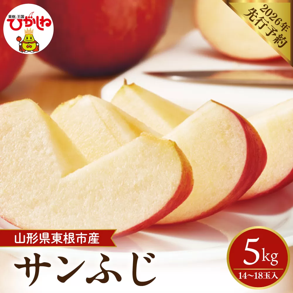 【2026年産先行予約】 太陽の恵みをいっぱいに浴びたりんご「サンふじ」 約5kg (14〜18玉入) 山形県 東根市　hi026-062