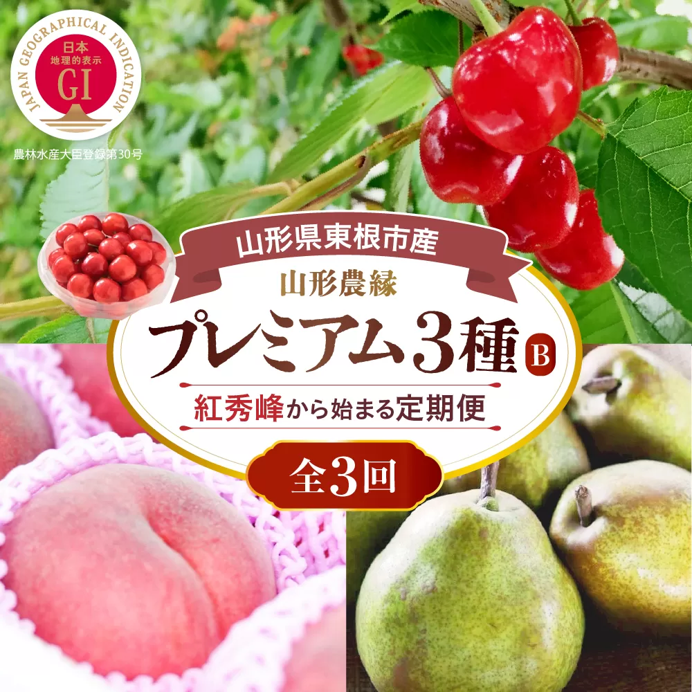 【2026年 3回定期便】山形農縁プレミアム3種B ～さくらんぼ紅秀峰から始まる～ 千笑花夢提供 山形県 東根市 hi082-065b
