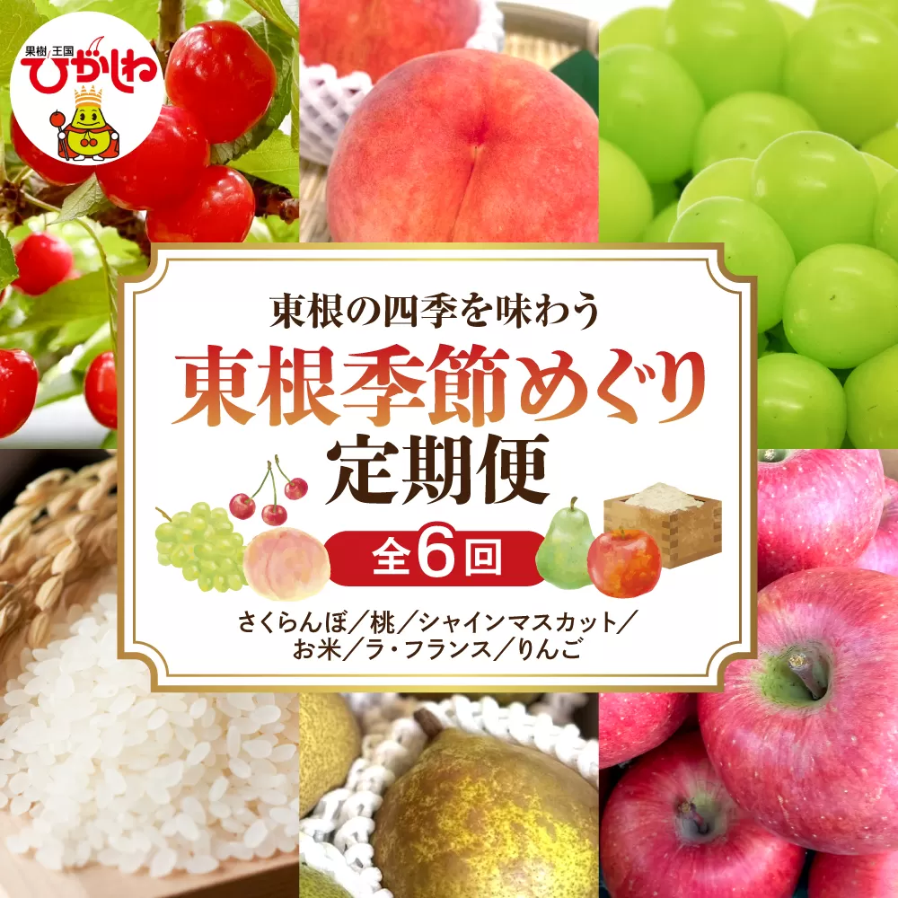 【2026年産】東根季節めぐり定期便 - 東根の四季をやさしく味わう、ちょうど良い６回コース 山形県 東根市 さくらんぼ もも シャインマスカット お米 ラ・フランス りんご hi074-023