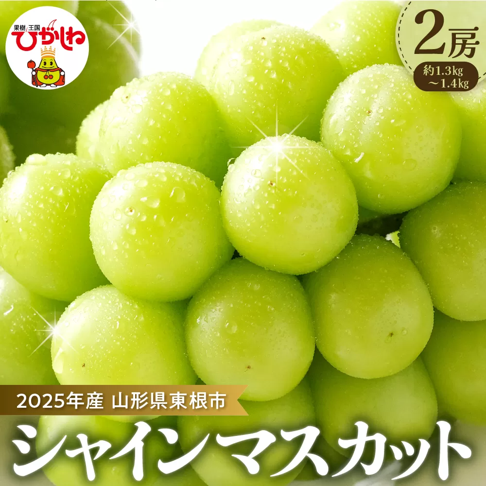 【2025年 先行予約】ぶどう「シャインマスカット」2房 (約1.3kg〜1.4kg) 山形県 東根市 hi003-128-1