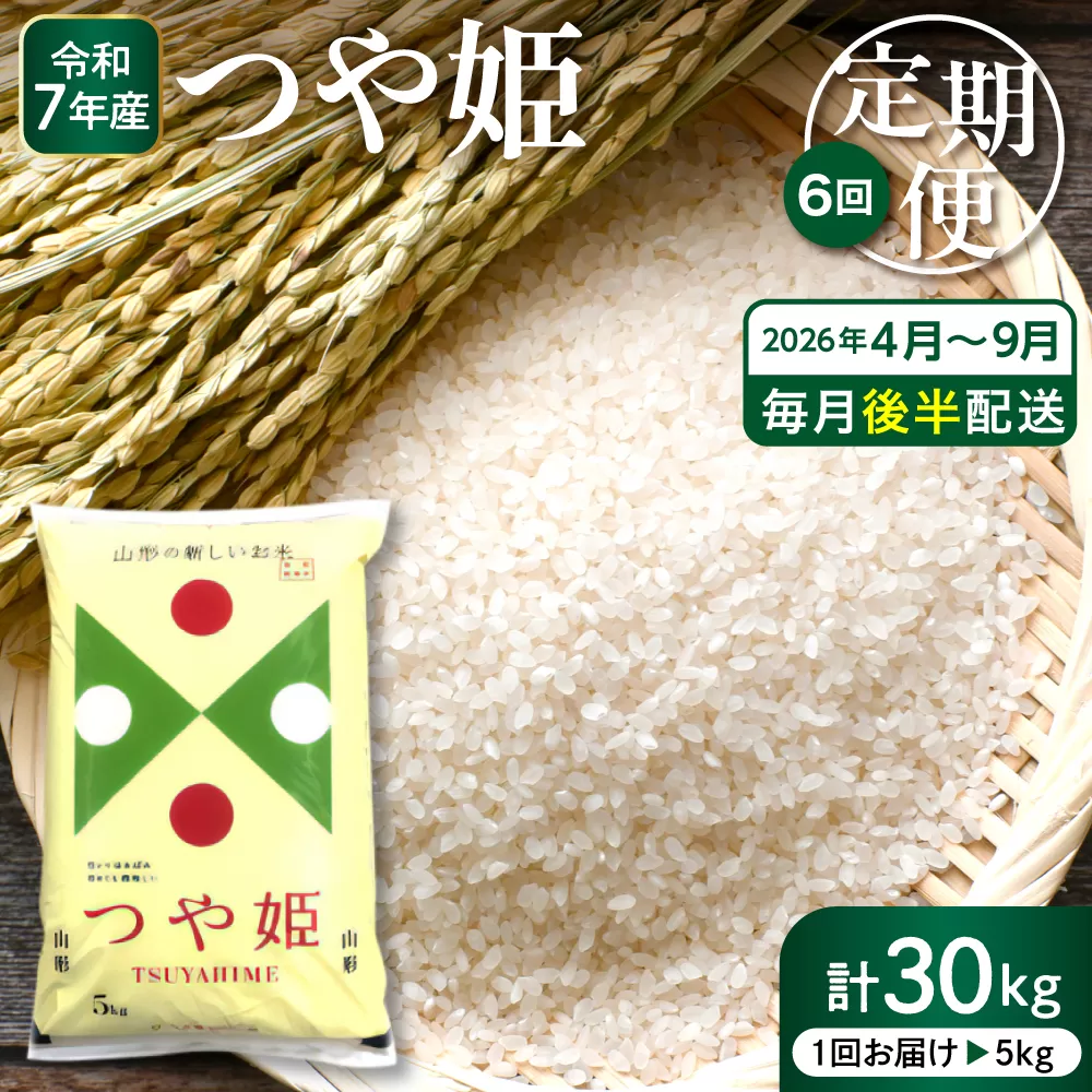 【2026年4月スタート】 特別栽培米つや姫5kg×6回(毎月 後半発送)定期便【深瀬商店】hi053-043