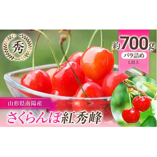 【令和9年産先行予約】 さくらんぼ 「紅秀峰」 約700g (秀 L以上) バラ詰め 《令和9年6月下旬～発送》 『生産者おまかせ』 サクランボ 果物 フルーツ 産地直送 生産農家直送 山形県 南陽市 [890]