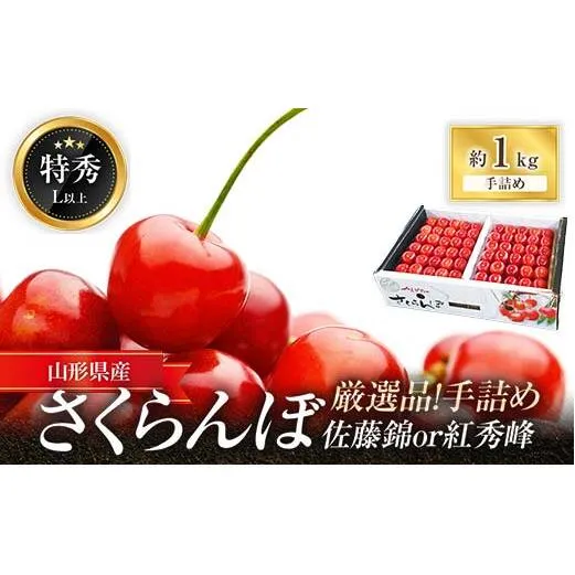【令和8年産先行予約】 厳選品！手詰め さくらんぼ 「佐藤錦または紅秀峰」 約1kg (特秀 L以上) 《令和8年6月中旬～発送》 『マルエ青果』 山形県 南陽市 [1114]