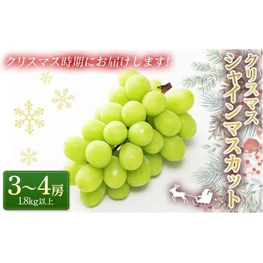 【令和7年産先行予約】 クリスマス シャインマスカット 1.8kg以上 (3～4房 秀) 《令和7年12月19日～発送》 『フナヤマ農園』 山形県 南陽市 [1693]
