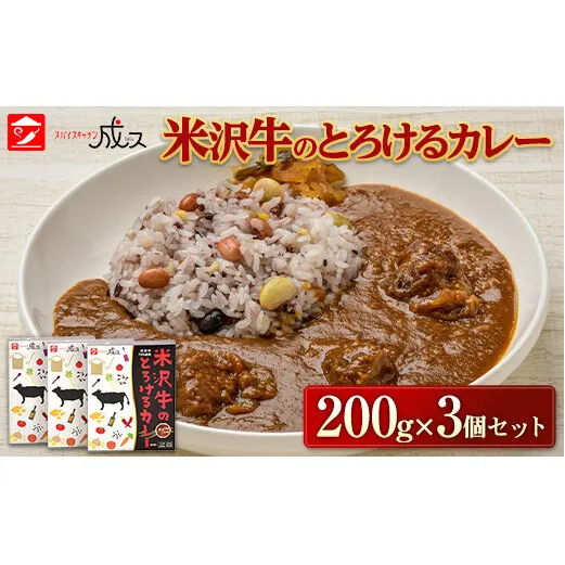 米沢牛のとろけるカレー (200g×3個セット) 『スパイスキッチン成ス』 山形県 南陽市 [1795]