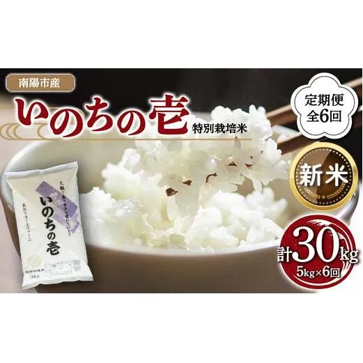 【令和8年産 新米 先行予約】 【金賞受賞農家】 《定期便6回》 特別栽培米 いのちの壱 5kg×6か月 《令和8年10月中旬～発送》 『あおきライスファーム』 山形南陽産 米 白米 精米 ご飯 農家直送 山形県 南陽市 [1617-R8]