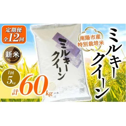 【令和8年産 新米 先行予約】 【金賞受賞農家】 《定期便12回》 特別栽培米 ミルキークイーン 5kg×12か月 《令和8年9月下旬～発送》 『あおきライスファーム』 山形南陽産 米 白米 精米 ご飯 農家直送 山形県 南陽市 [1615-R8]