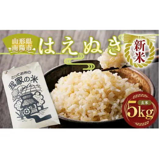 【令和7年産 新米 先行予約】 はえぬき (玄米) 5kg 《令和7年10月上旬～発送》 『田口農園』 山形南陽産 米 ご飯 農家直送 山形県 南陽市 [1289-R7]