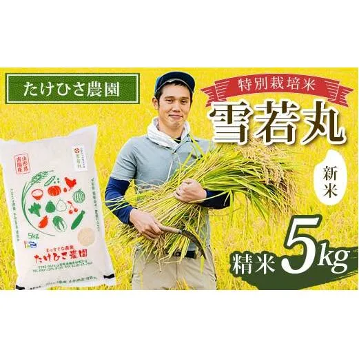 【令和7年産 新米 先行予約】 特別栽培米 雪若丸 (精米) 5kg 《令和7年9月下旬～発送》 『たけひさ農園』 山形南陽産 米 白米 ご飯 農家直送 山形県 南陽市 [2365-R7]