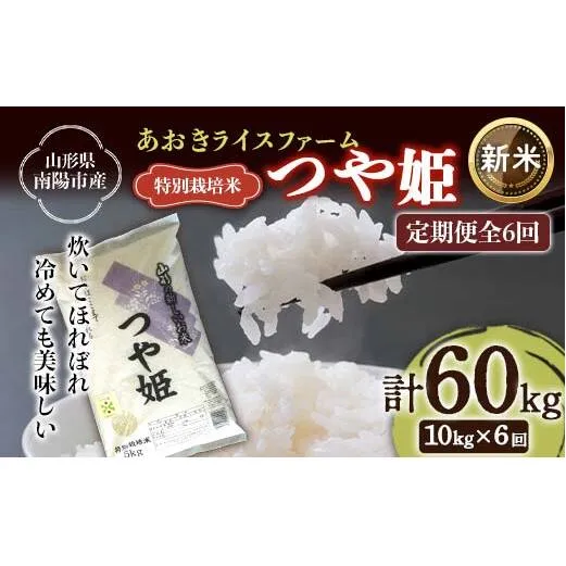 【令和7年産 新米 先行予約】 【金賞受賞農家】 《定期便6回》 特別栽培米 つや姫 計10kg(5kg×2袋)×6か月 《令和7年10月上旬～発送》 『あおきライスファーム』 [2414-R7]
