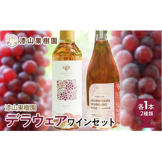 果樹園生まれの 漆山果樹園デラウェアワイン 「漆山ワイン (デラウェア) + 漆山スパークリングワイン (デラウェア)」 2種 各750ml 計2本セット 『漆山果樹園』 山形県 南陽市 [1524]
