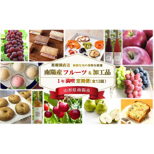 《定期便12回》 南陽産フルーツ＆加工品 1年満喫定期便 『漆山果樹園』 山形県 南陽市 [1180-2]