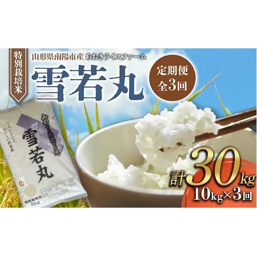 【金賞受賞農家】 《定期便3回》 令和7年産 特別栽培米 雪若丸 計10kg(5kg×2袋)×3か月 『あおきライスファーム』 山形南陽産 米 白米 精米 ご飯 農家直送 山形県 南陽市 [2408]
