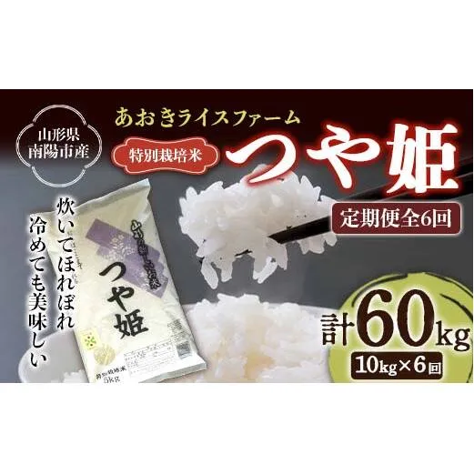 【金賞受賞農家】 《定期便6回》 令和7年産 特別栽培米 つや姫 計10kg(5kg×2袋)×6か月 『あおきライスファーム』 山形南陽産 米 白米 精米 ご飯 農家直送 山形県 南陽市 [2414]