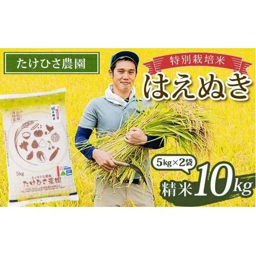 令和7年産 特別栽培米 はえぬき (精米) 10kg (5kg×2袋) 『たけひさ農園』 山形南陽産 米 白米 ご飯 農家直送 山形県 南陽市 [2373]