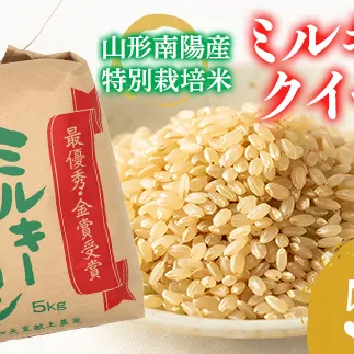 【令和8年産 新米 先行予約】 【金賞受賞農家】 特別栽培米 ミルキークイーン（玄米）5kg 《令和8年9月下旬～発送》 『あおきライスファーム』 山形南陽産 米 ご飯 農家直送 山形県 南陽市 [2635-R8A]