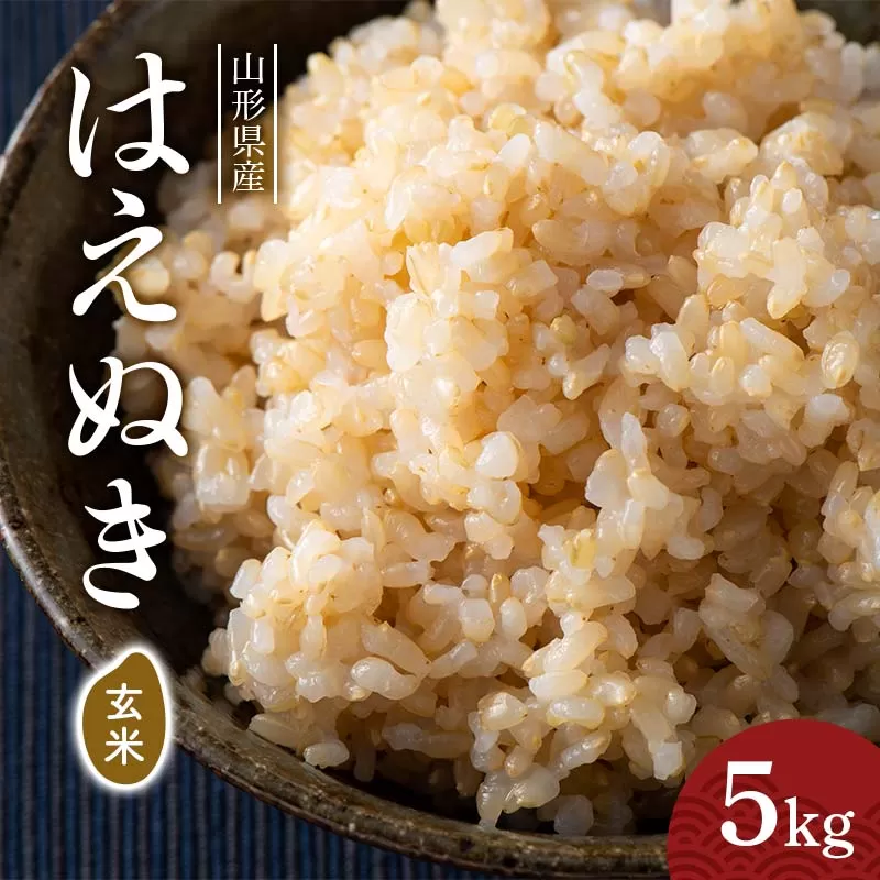 FYN6-281 令和7年度 山形県産 はえぬき 玄米 5kg お米 米 ごはん ご飯 げんまい 銘柄米 ブランド米 2025年 自宅 家庭 贈り物 プレゼント 贈答 ギフト 食品 山形県 西川町 月山
