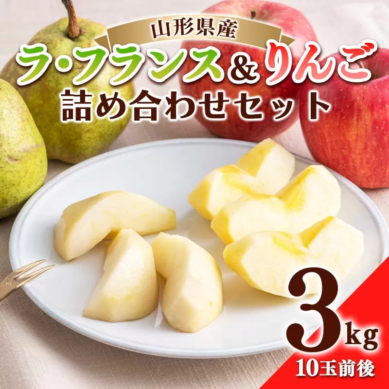 FYN9-692 《2025年先行予約》山形県産 ラ・フランス りんご 詰め合せ 3kg(10玉前後) 2025年11月上旬から順次発送 洋梨 洋なし ラフランス 林檎 リンゴ 秋果実 果実 果物 くだもの フルーツ 食べ比べ ギフト プレゼント 家庭用 自宅用 産地直送 山形県 西川町 月山