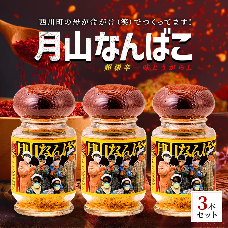 山形県 西川町産 唐辛子使用！ 月山なんばこ 超激辛 3本セット 調味料 食品 香辛料 スパイス 唐辛子 とうがらし 辛い 手作り 命がけ 山形県 西川町 月山 FYN9-733