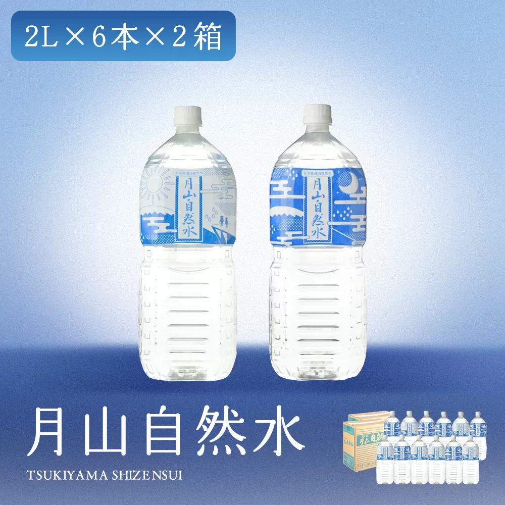 FYN9-015 月山自然水2L×6本×2箱 天然水 国産 備蓄 防災 保存 ペットボトル ナチュラル 山形県 西川町