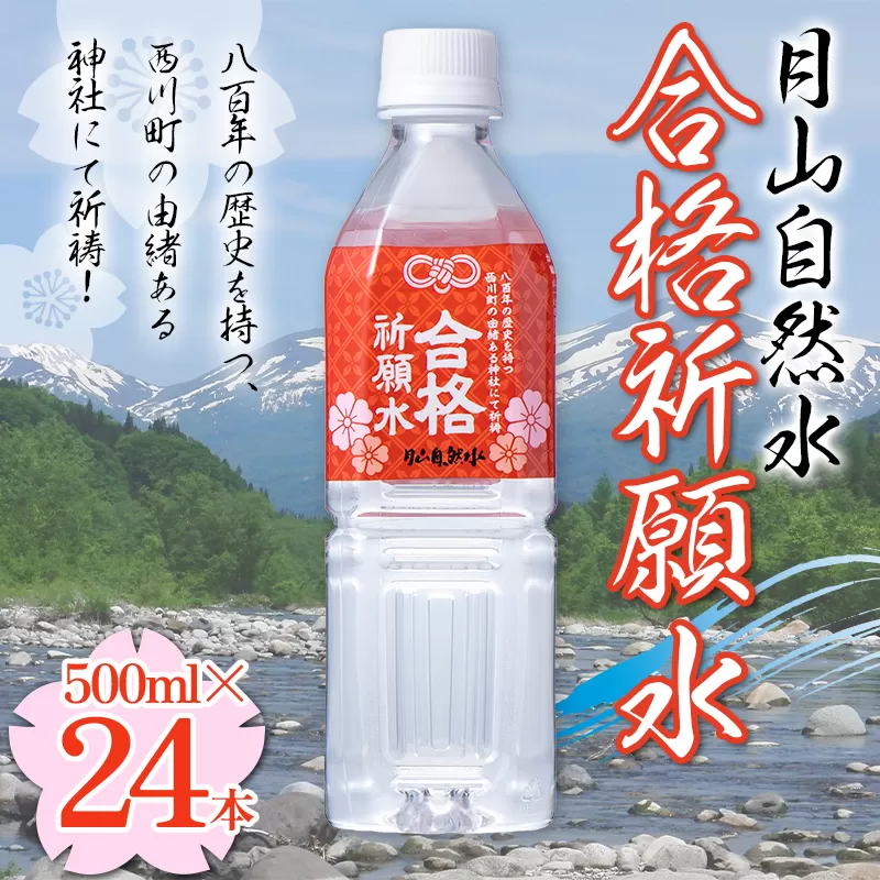 FYN9-694 合格祈願 月山自然水 500ml×24本 天然水 自然水 軟水 水 ナチュラルミネラルウォーター 合格 祈願 必勝 中学校 高校 大学 受験 入試 山形県 西川町 月山