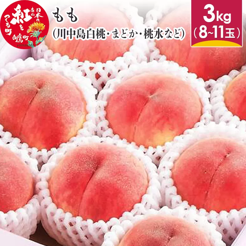 もも （川中島白桃・まどか・桃水など） 3kg 山形県産 フルーツ 果物 【2025年8月下旬-9月上旬発送予定】
