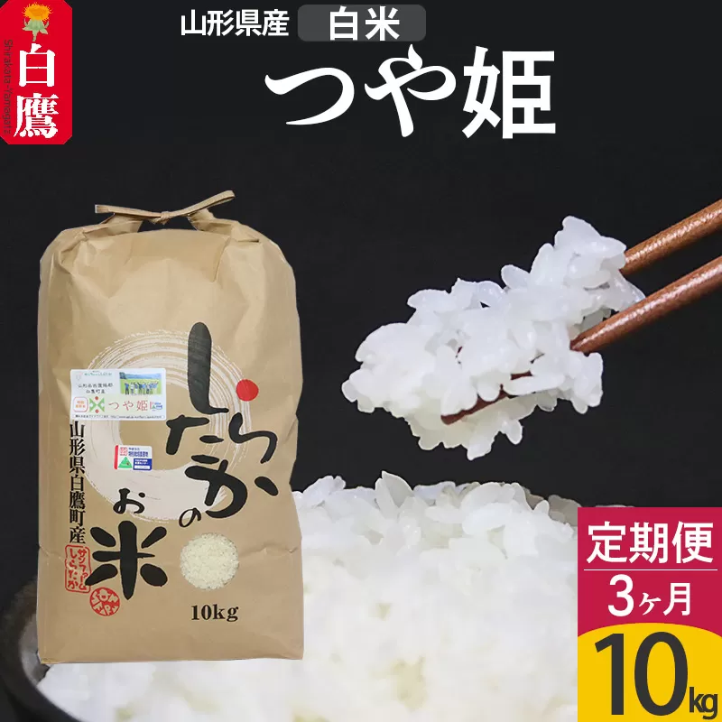 《定期便3ヶ月》【白米】つや姫 10kg×3回（特別栽培米）令和5年産 山形県産 しらたかのお米