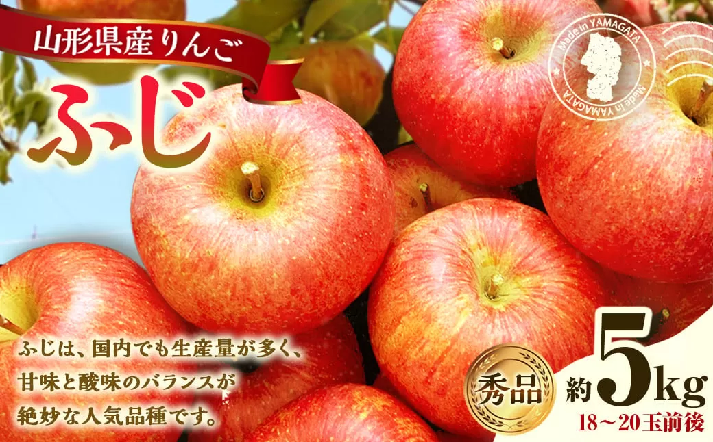 山形県産 りんご ふじ 約5kg 秀品 リンゴ 林檎 果物 くだもの フルーツ 山形 【2025年12月上旬～12月下旬順次発送予定】