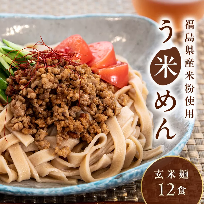 グルテンフリー 米粉で作った麺「う米めん」玄米タイプ12食入り 低糖質 糖質オフ ヘルシー 米粉 F21T-245