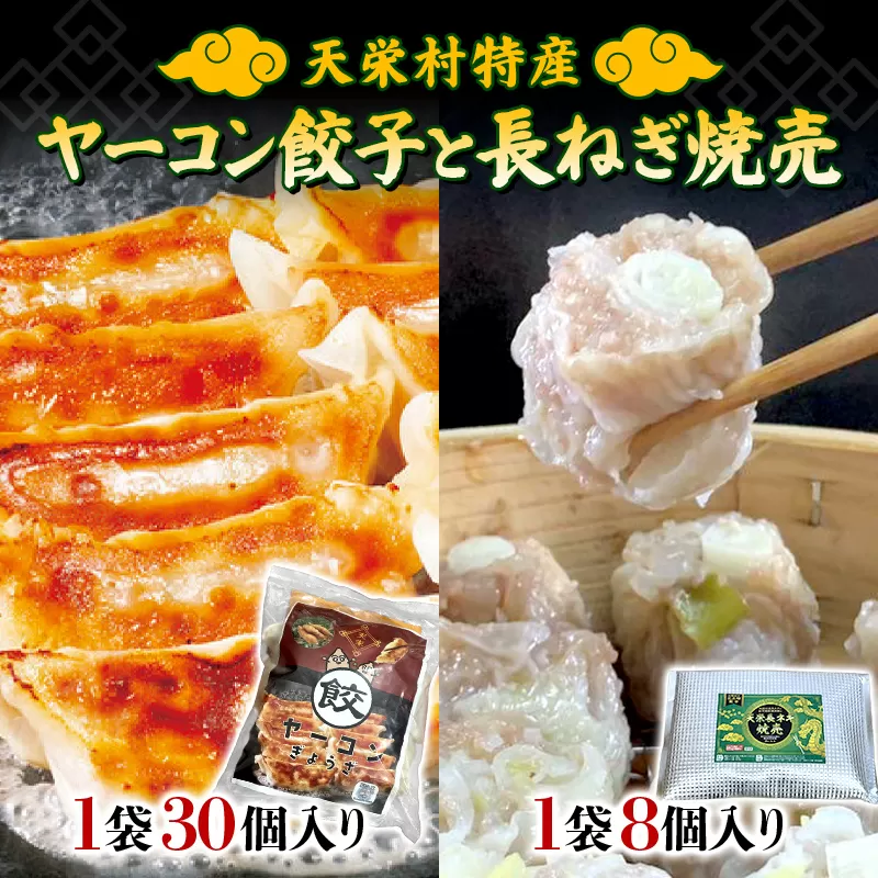 天栄村特産 ヤーコン餃子1袋（30個入り）と長ねぎ焼売1袋（8個入り）ねぎ ヤーコン 食品 セット F21T-469