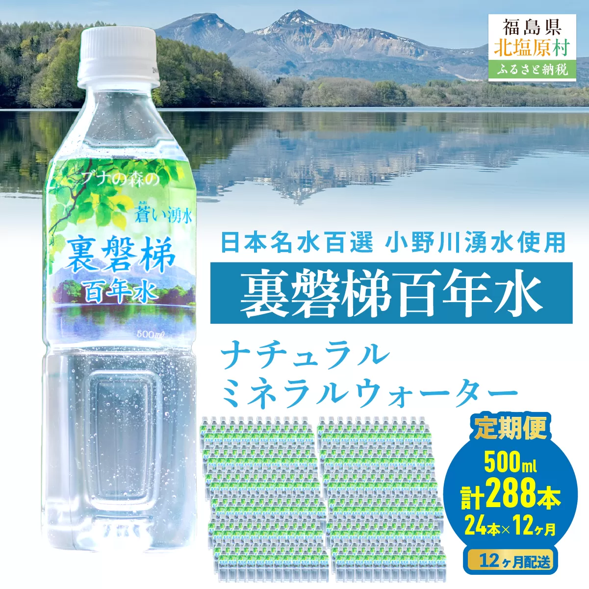 【12ヵ月定期便】裏磐梯百年水 ナチュラルミネラルウォーター（500ml×24本×12回） KBJ039