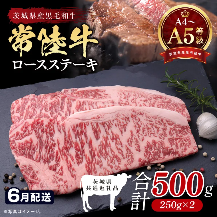 【2026年6月発送予定】最高級A4.A5ランク 常陸牛ロースステーキ500ｇ（250ｇ×2）【人気肉 お肉 牛肉 和牛 黒毛和牛 国産黒毛和牛 ロース肉 ステーキ 国産牛 焼肉 焼き肉 バーベキュー BBQ A5 ブランド牛】(CR101-6)