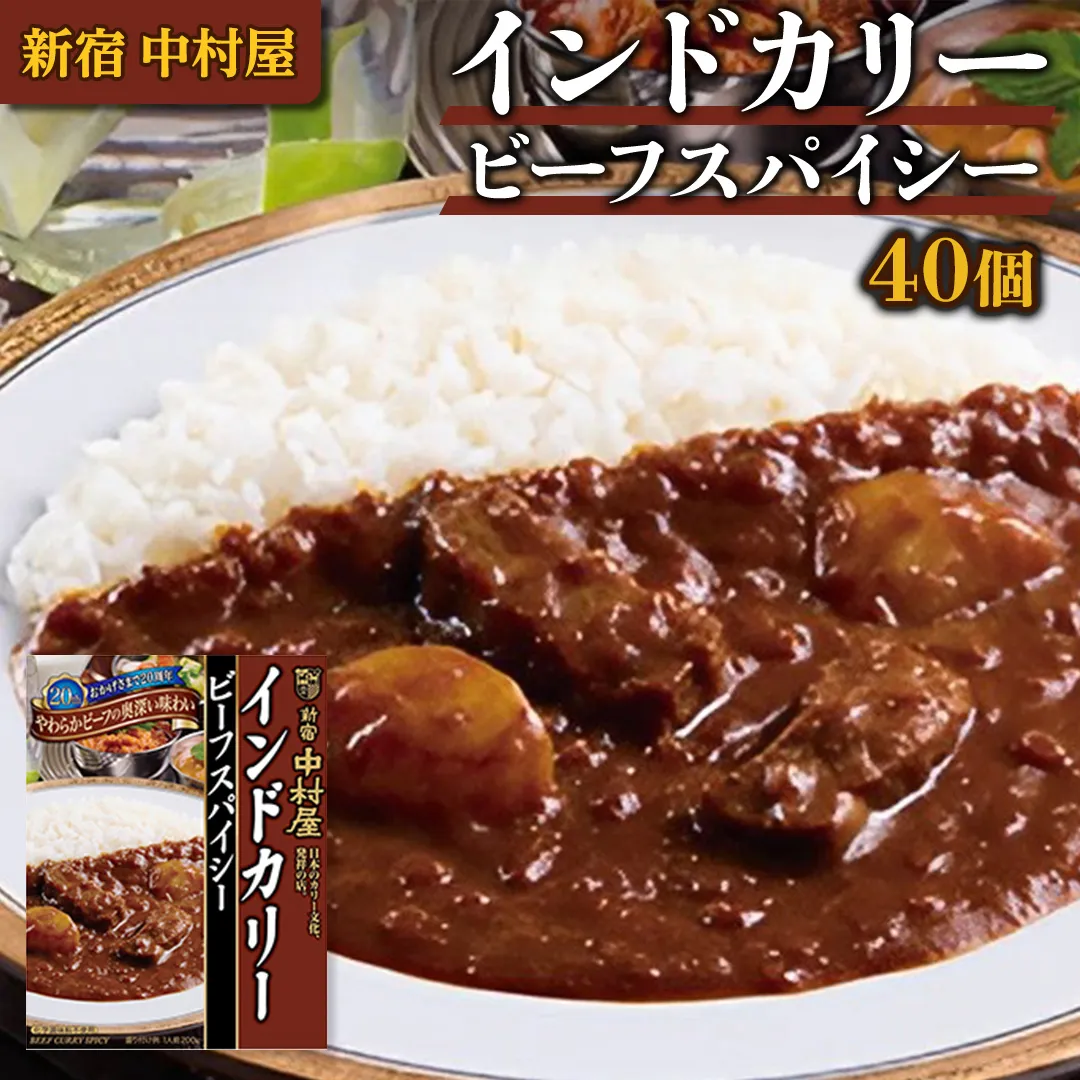 新宿 中村屋 インドカリー ビーフスパイシー 40個 人気 洋食 レトルト 時短 カレー インドカレー スパイシーカレー 長期保存 災害用 保存食 レンチン レンジ