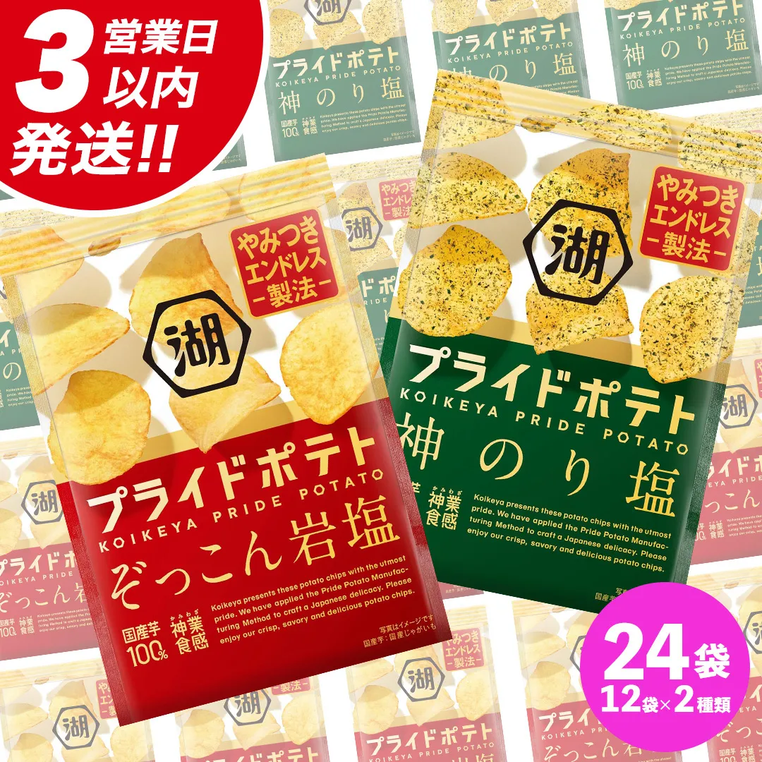 【最短3営業日！スピード発送】 湖池屋 プライドポテト55g 2種類 詰め合わせ セット ポテチ お菓子 おかし スナック ポテトチップス のり塩 塩 ポテト 数量限定 まとめ買い