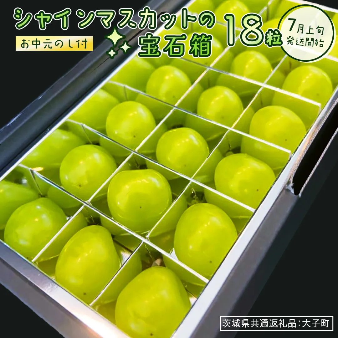 【 お中元 】『 シャインマスカット の宝石箱 (18粒) 』【2026年7月上旬発送開始】(茨城県共通返礼品：大子町)  ぶどう 葡萄 マスカット フルーツ 果物 贈答用 ギフト 贈り物