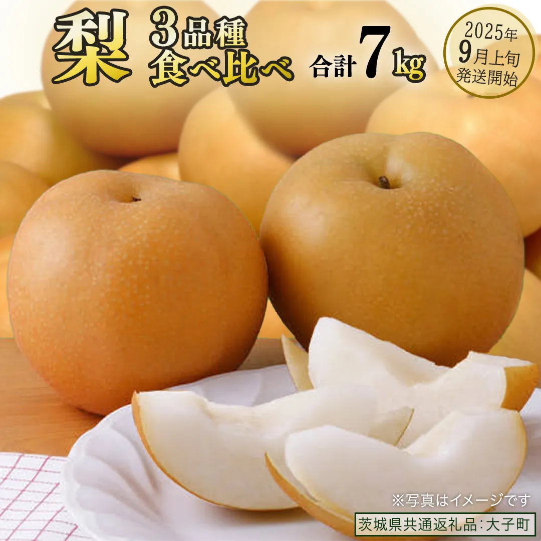 【食べ比べ】 梨 3品種 合計 約7kg 【2025年9月上旬発送開始】(茨城県共通返礼品：大子町) なし 果物 くだもの フルーツ おまかせ 旬