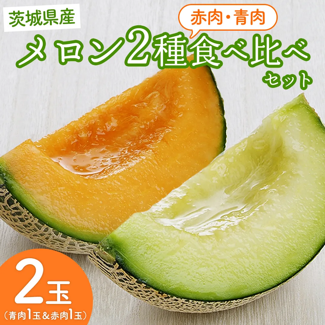 【5月下旬頃より発送】茨城県産 青肉・赤肉メロンセット 秀品または優品 3Lまたは4Lサイズ×各1玉入 おすすめ JA全農いばらき JA メロン めろん フルーツ くだもの 果物 国産旬 定番 旬 期間限定 青肉 赤肉 食べ比べ アンデス クインシー エルソル