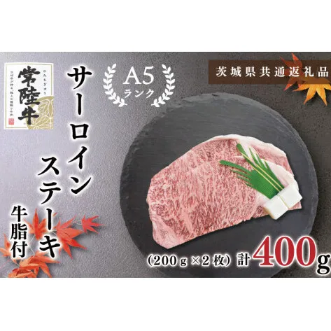 【茨城県共通返礼品・茨城県産】【常陸牛A5ランク】サーロインステーキ　400ｇ（200ｇ×２枚）（KCK-1）