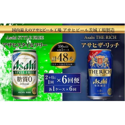 スタイルフリー(糖質0) 350ml缶 24本入＋ザ・リッチ 350ml缶 24本入 2ヶ月に1回×6回便（定期便） 発泡酒 新ジャンル 第3のビール