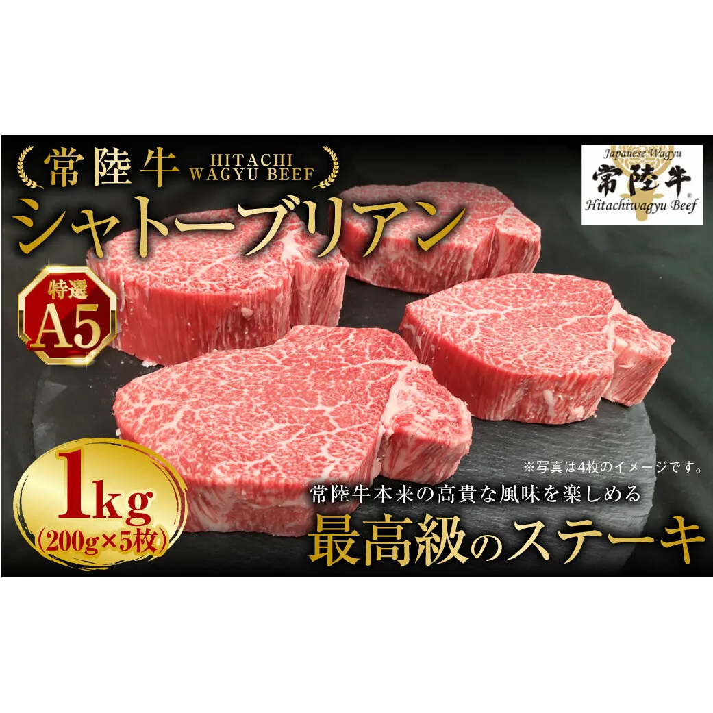 【常陸牛特選A5】シャトーブリアン 200g×5枚