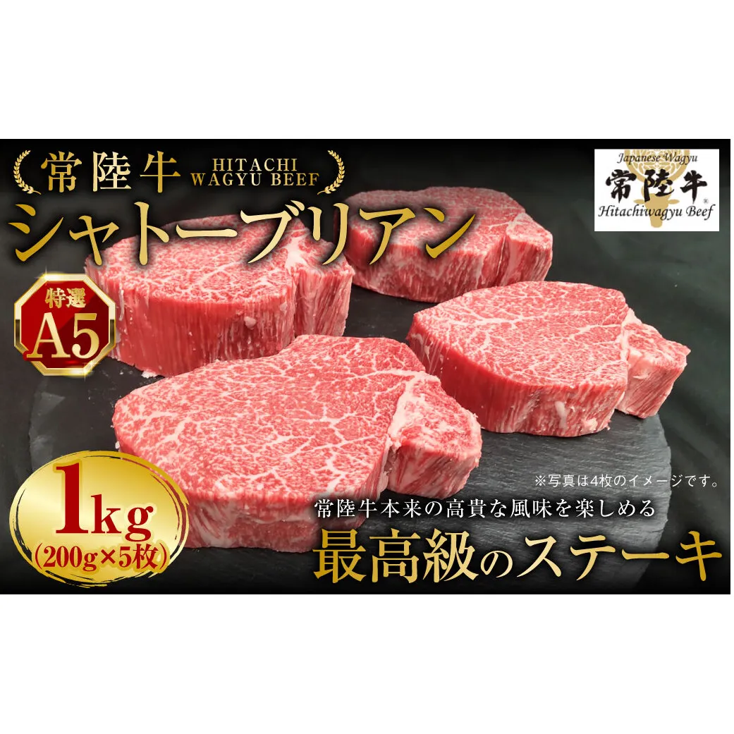 【常陸牛特選A5】シャトーブリアン 200g×5枚